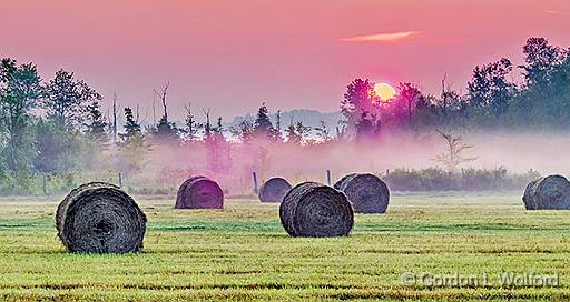 Bales In Misty Sunrise_P1160856-8.jpg - Photographed near Smiths Falls, Ontario, Canada.